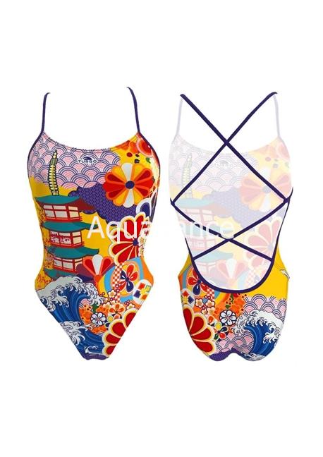 Bañador chica patron sirene japanese temple - Imagen 1