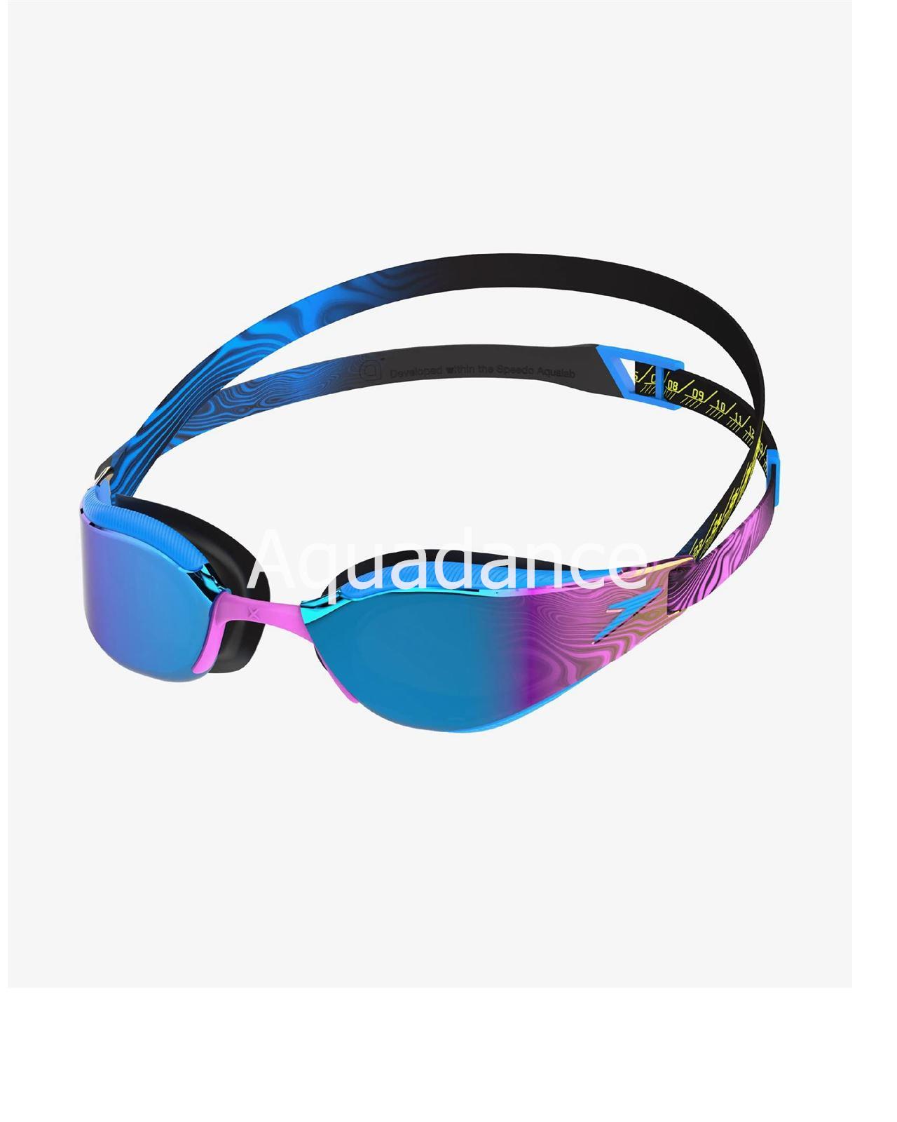 Gafas de natación Speedo Hyper Elite negro lila azul con lentes espejadas azul - Imagen 1