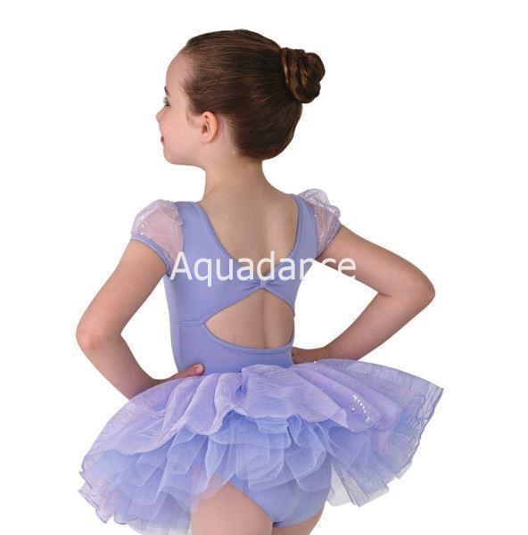 Maillot Ballet niña mangas lentejuelas