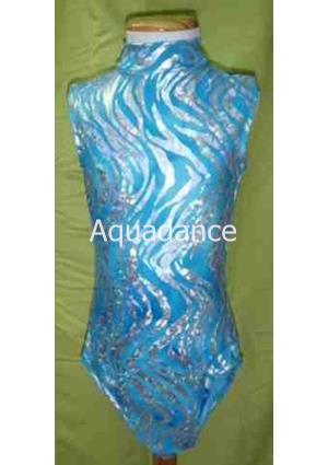 Maillot gimnasia rítmica azul/plata sisa - Imagen 1