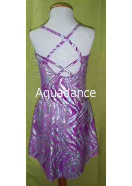 Maillot gimnasia rítmica morado/plata espalda cruzada - Imagen 1