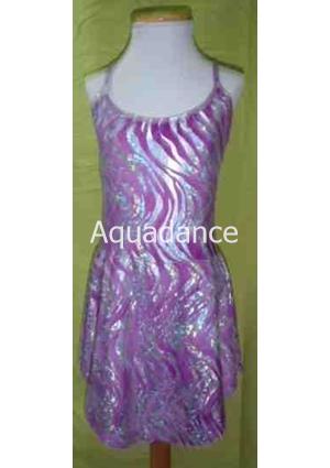 Maillot gimnasia rítmica morado/plata espalda cruzada - Imagen 2