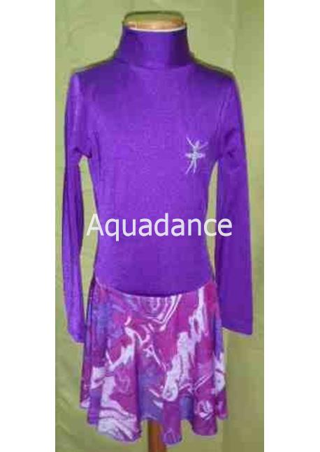 Maillot gimnasia rítmica morado/plata manga larga - Imagen 1