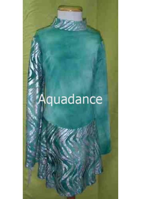 Maillot gimnasia rítmica verde/plata manga larga - Imagen 1